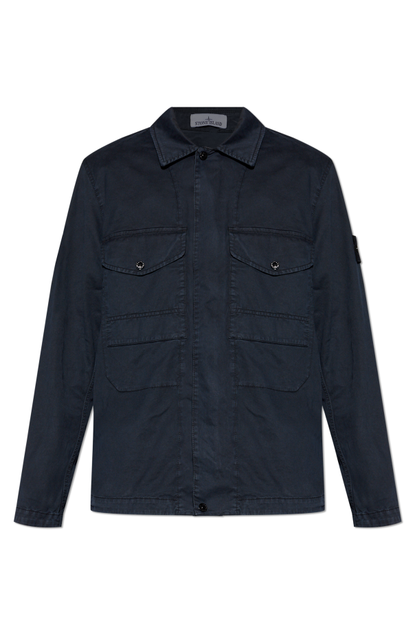 ジャケット・アウター stone  WAPPEN POCKET SHIRT JACKET Navy blue Jacket with pocket Stone Island - Vitkac Italy